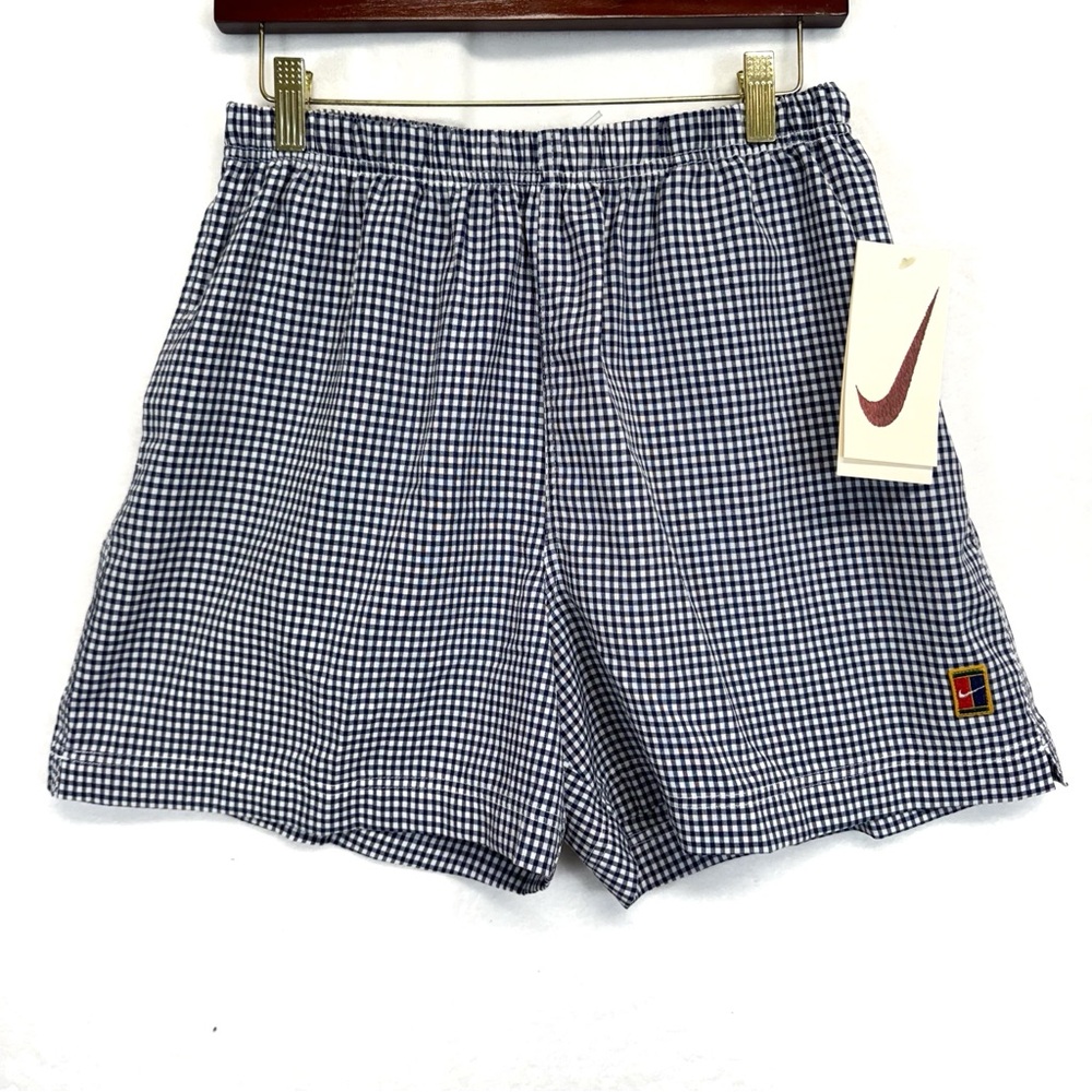 Vtg 90s Nike Challenge Court Shorts Tennis Women’s Black Check Large Drawstring